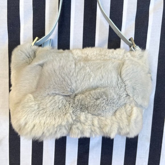 Made in Italy Genuine Blue Mink Fur Bag by Paola by PDL - Picture 5 of 10